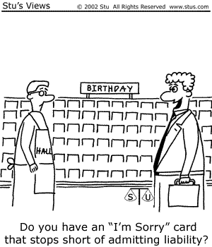 I'm sorry card that stops short of admitting liability